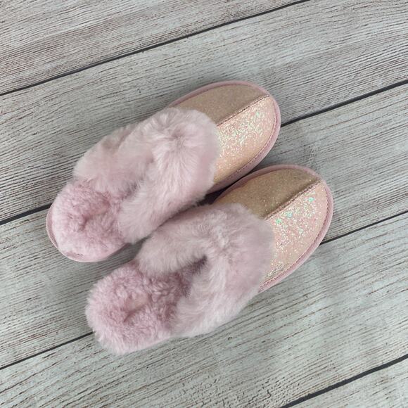 UGG Kids' Girls Sz 4 Cozy II Scuff Slippers Pink Glitter - Picture 7 of 9